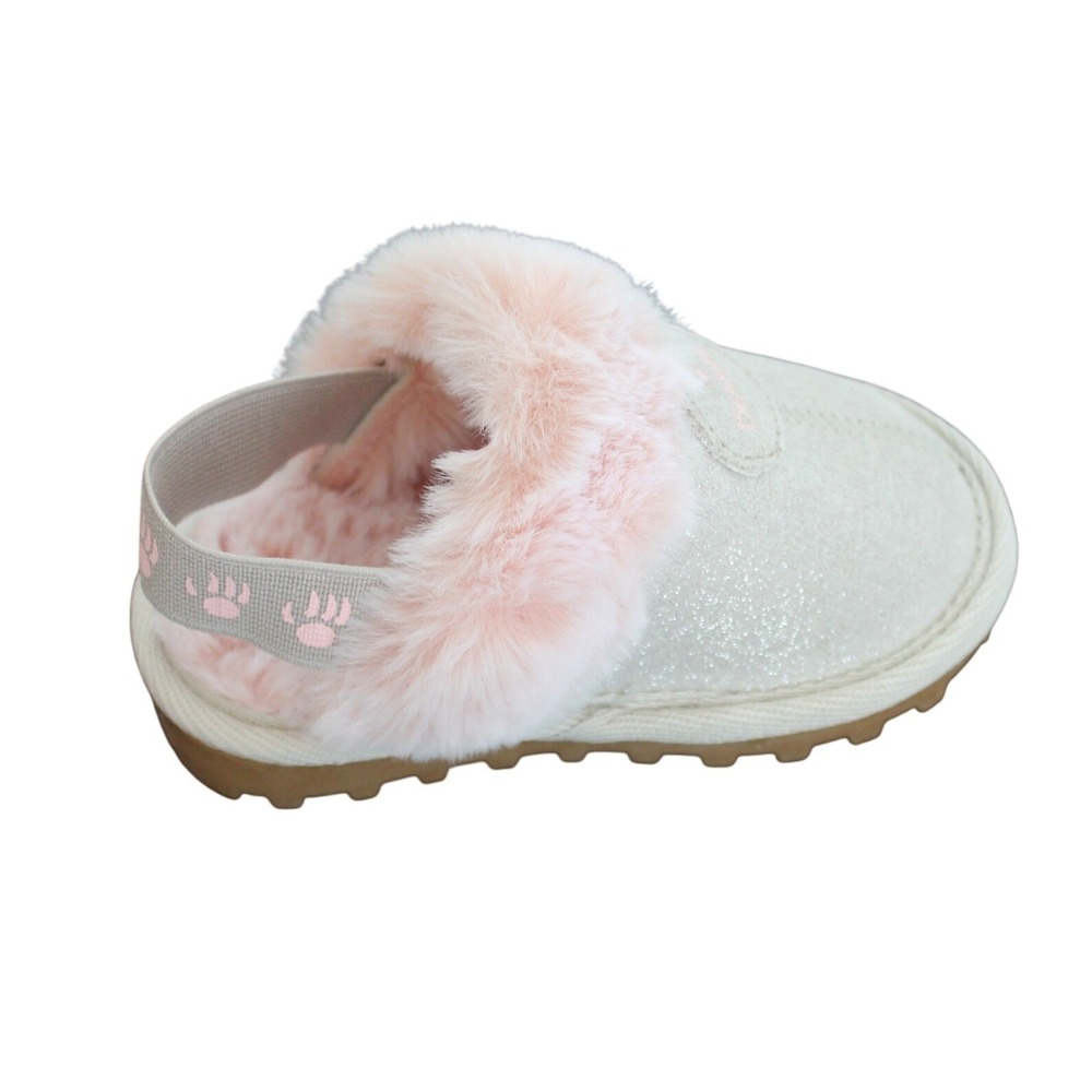 Bearpaw Infant Girls Slippers Size 4 9-12 M Gray Pink Glitter Real Leather New - Picture 6 of 8